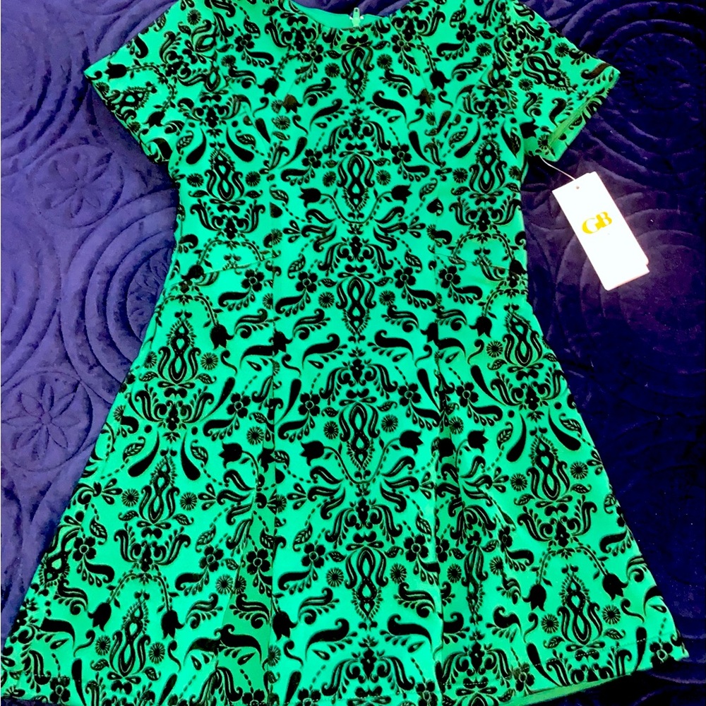 GB GIRLS Velvet Green Party Holiday Dress Size 6 NWT
